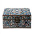 Joyeros - Madera-Metal - 27x16x10 cm - Azul-Blanco-Marron-Rojo - Mosaico Geometrico