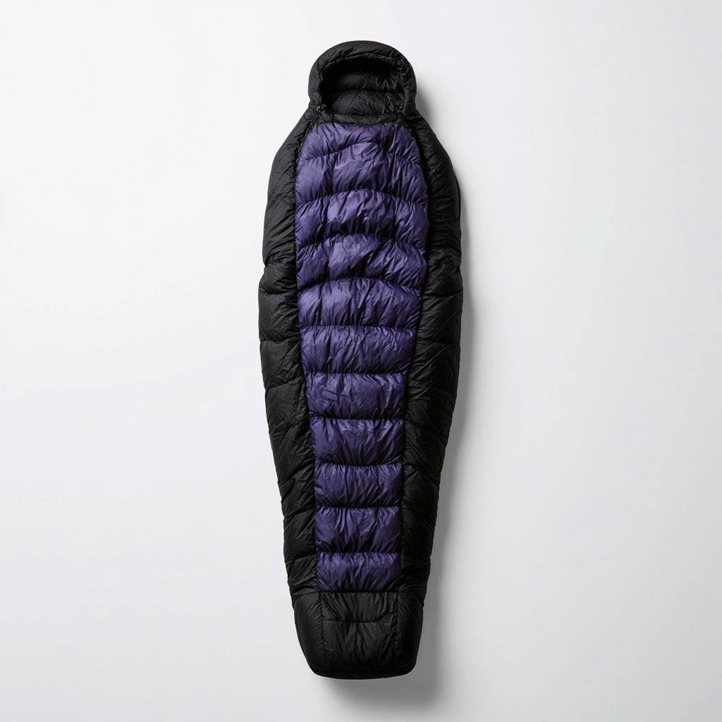 Sacos de Dormir - Poliéster - 235x88 cm - Negro-Morado - Tipo momia para aventura y montaña