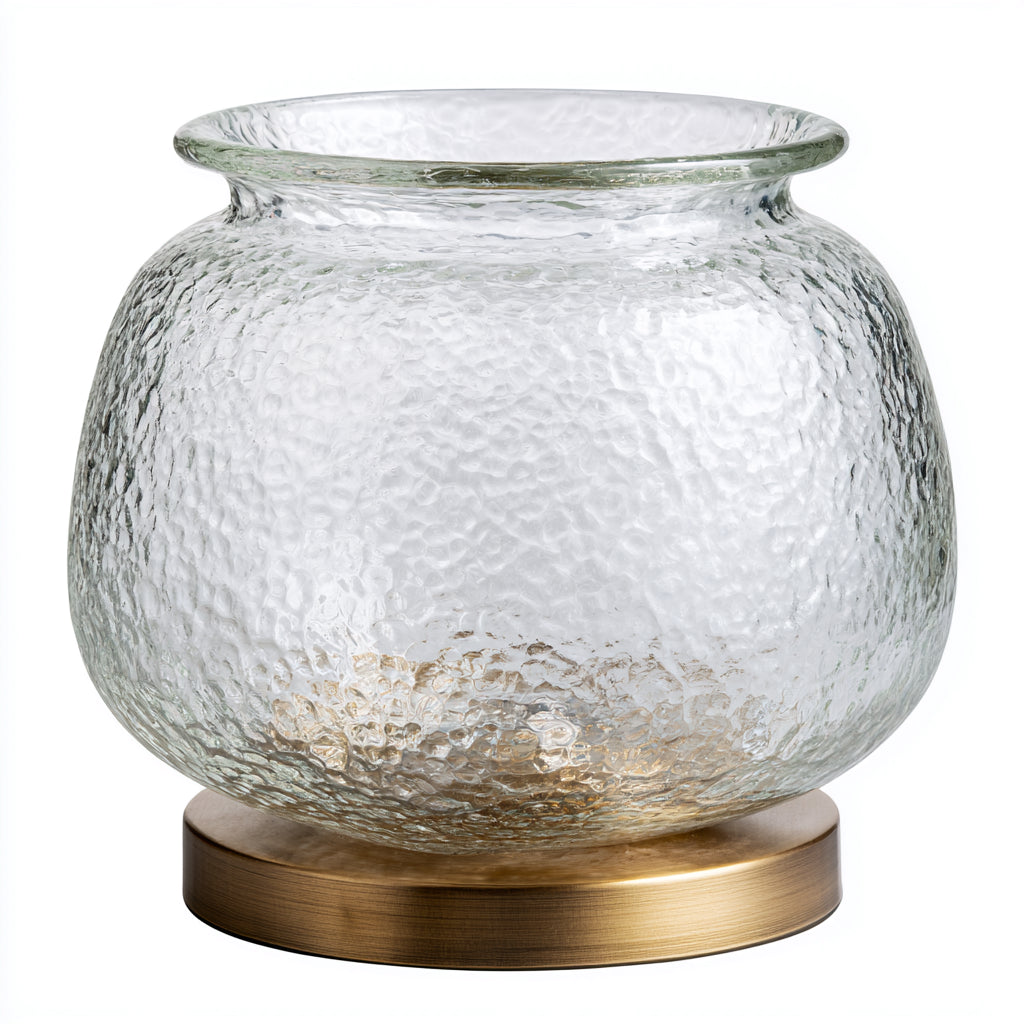 Jarrones - Vidrio-Metal - 30x30x31 cm - Transparente-Dorado - Texturizado moderno