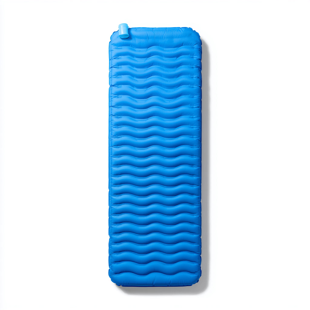 Colchonetas para Camping - TPU - 191x59x6 cm - Azul - ondulada con almohada integrada