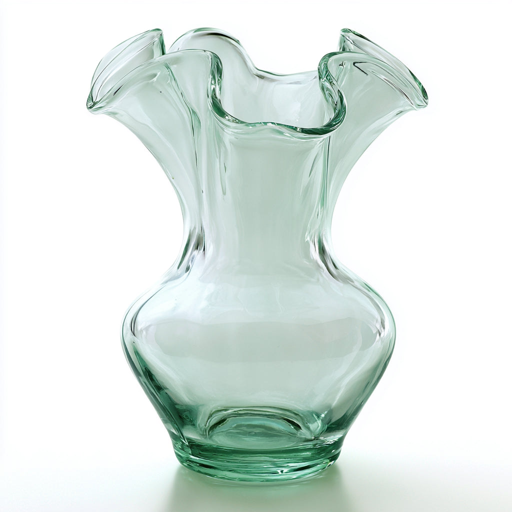 Jarrones - Vidrio - 26x26x33 cm - Verde claro-Transparente - Ondulado artístico