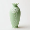 Jarrones - Porcelana - 20x20x38 cm - Verde claro-Blanco - Floral ondulado