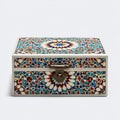 Joyeros - Madera-Metal - 28x17x11 cm - Azul-Blanco-Rojo-Dorado - Mosaico Clasico