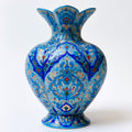 Jarrones - Cerámica - 30x30x43 cm - Azul-Turquesa-Beige - Floral esmaltado