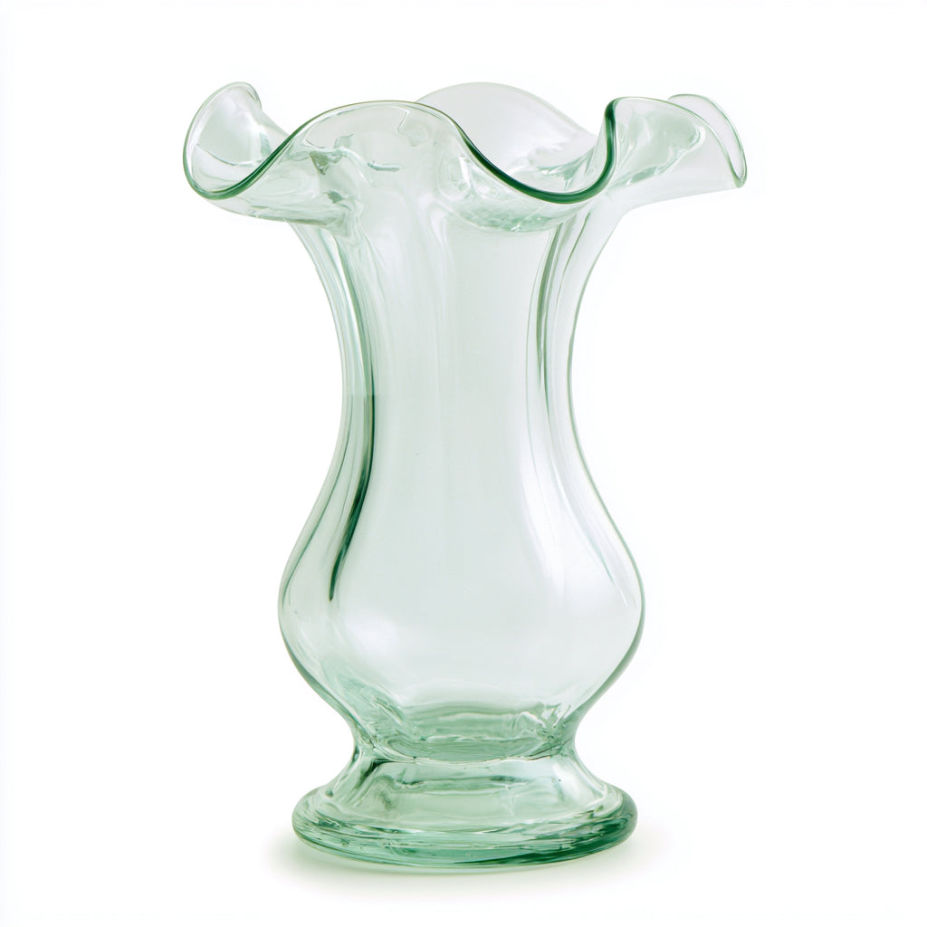 Jarrones - Vidrio - 27x27x34 cm - Verde claro-Transparente - Ondulado moderno