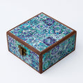 Joyeros - Madera-Metal - 20x20x11 cm - Turquesa-Azul-Verde-Marron - Mosaico Floral