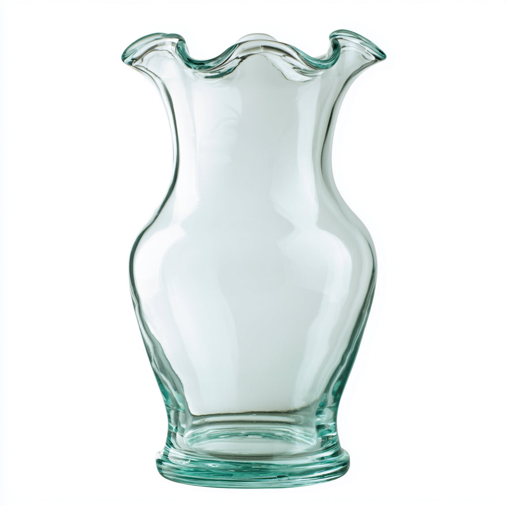 Jarrones - Vidrio - 25x25x37 cm - Verde claro-Transparente - Ondulado moderno