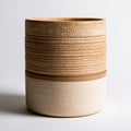 Jarrones - Cerámica - 23x23x28 cm - Marrón claro-Crema - Rústico texturizado